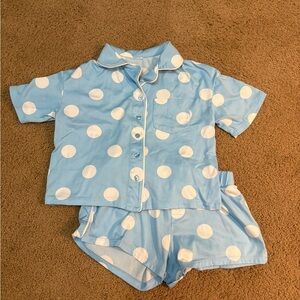 Cat & Jack Light Blue and White Polka Dot Pajama Set